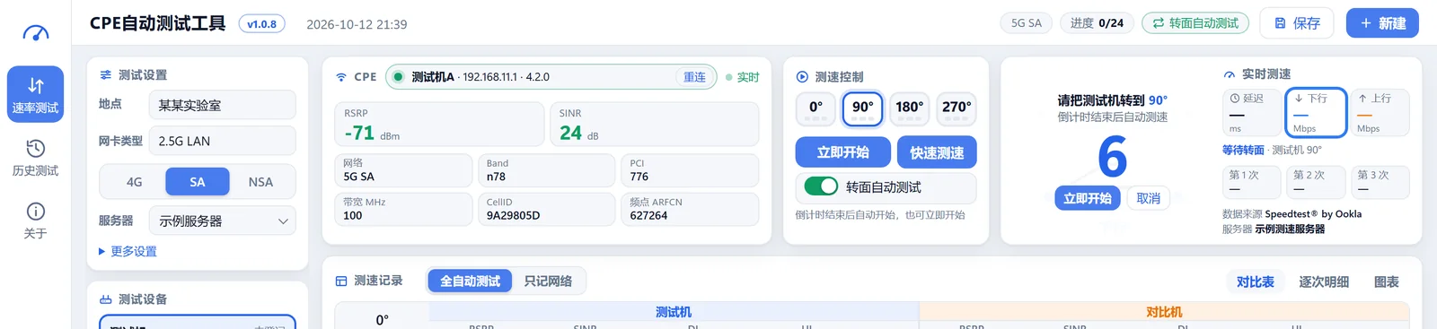 自动转面倒计时（示例画面）