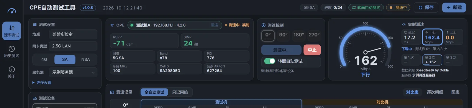 测速进行中（示例画面）